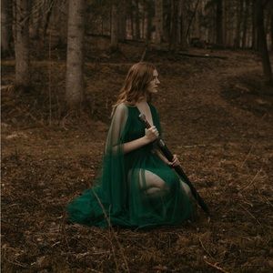 Gothic Glamour - Bombshell Plunge Maxi Gown